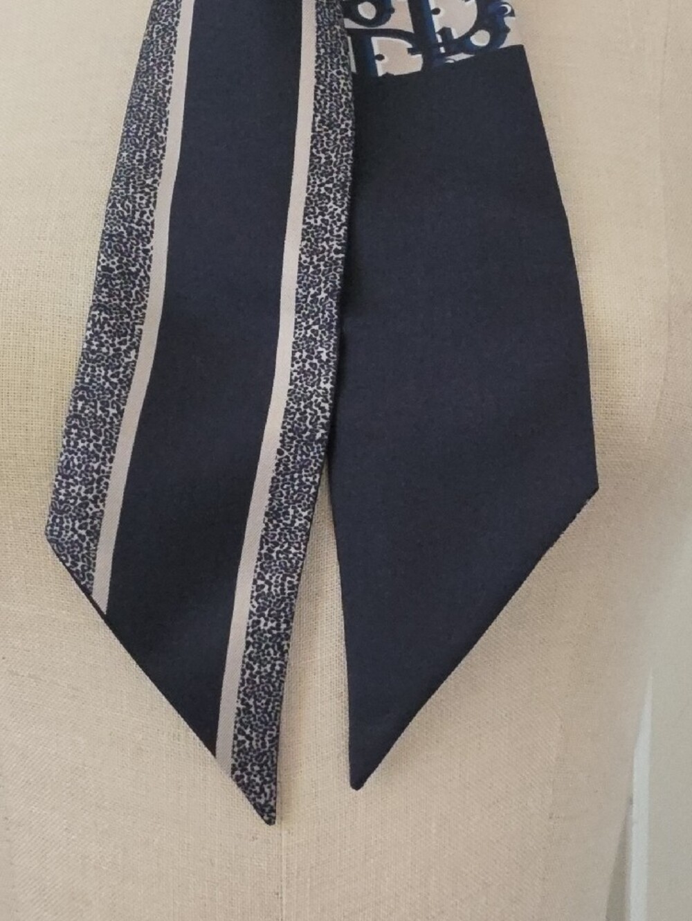 Dior Navy & Cream Printed Scarf Accent - Picture 9 of 11